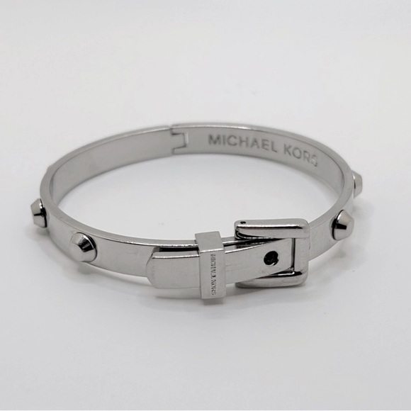 MICHAEL KORS Sterling  Silver "Astor" Buckle Bangle Bracelet EUC - Picture 1 of 4